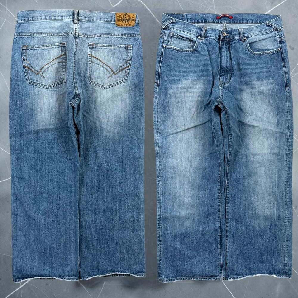 Unionbay Men's Medium Wash Loose Fit Wide Leg Denim Jeans